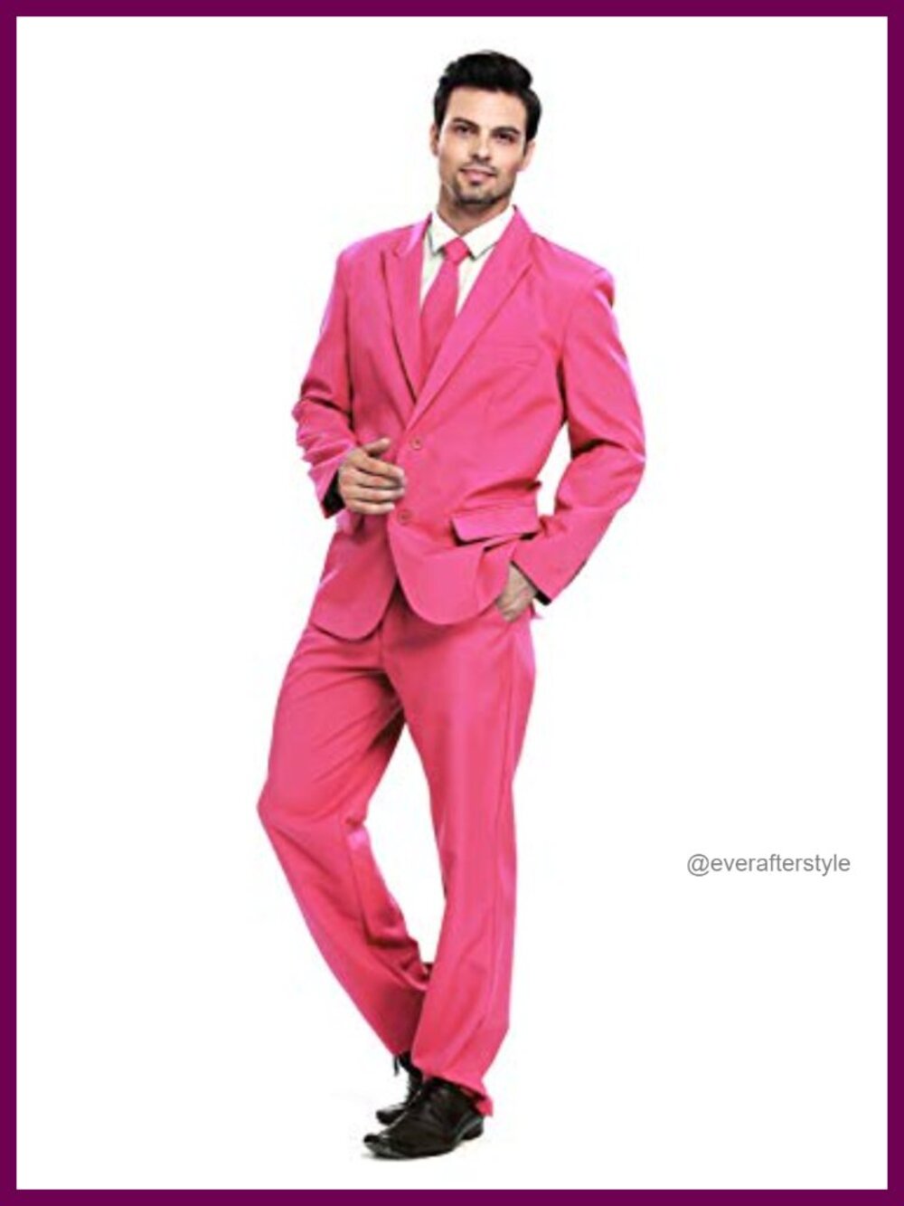 Men's 2-Piece Party Suit Set with Tie, Elastic Waist Pants, Regular Fit